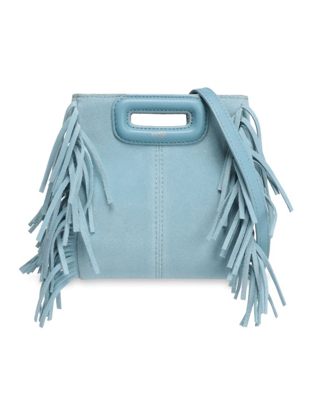 Maje Fringe Leather Bag in Blue Womens Crossbody Clutch Handbag Purse
